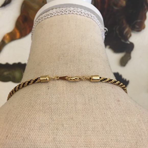 Gold tone black ribbon twisted rope chain set - Picture 5 of 8